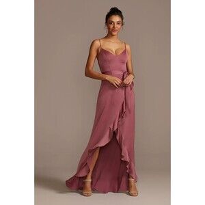 NEW! Spaghetti Strap Crepe Ruffle Dress